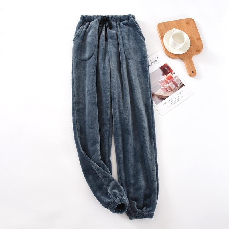 Мужские домашние брюки, толстые фланелевые теплые брюки, осенние и зимние брюки большого размера из кораллового флиса, пижамные брюки