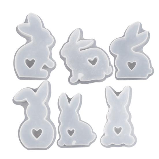 Easter Bunny Candle Silicone Mold Hollow Love Heart Non-stick DIY Homemade Aromatherapy Scented Candle Decoration Gypsum Epoxy Resin Casting Mould