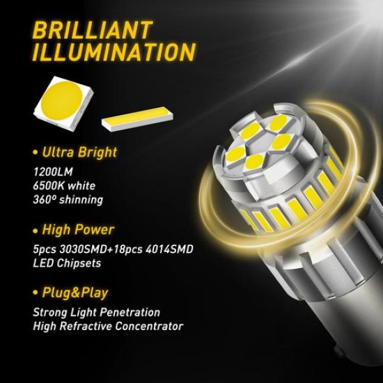 AUXITO White 1156 7506 LED Reverse Backup Light Bulbs 6500K Canbus Error Free EV