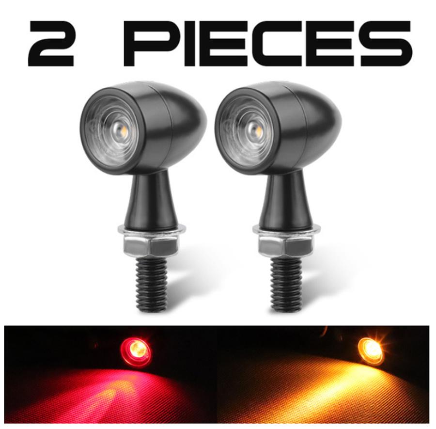 12V Universal Motorcycle Led Turn Brake Turn Signals Lights Amber & Red Aluminum