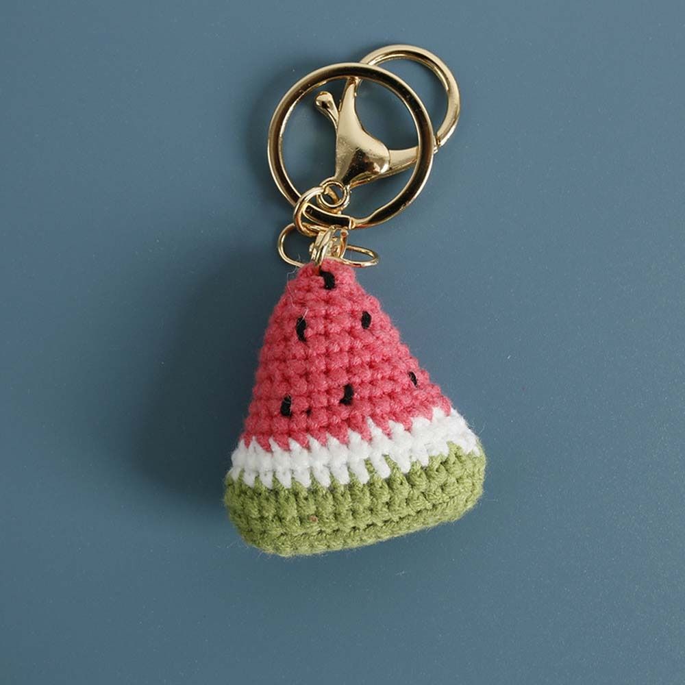 Knitted Weaving Keychain Fruit Series Wool Crochet Pendant Fashion Watermelon Pendant Bag Charm