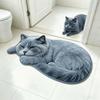 2D Printed Cat Shape Floor Mat Crystal Velvet Bedside Carpet Animal Area Rug  Bathroom Floor