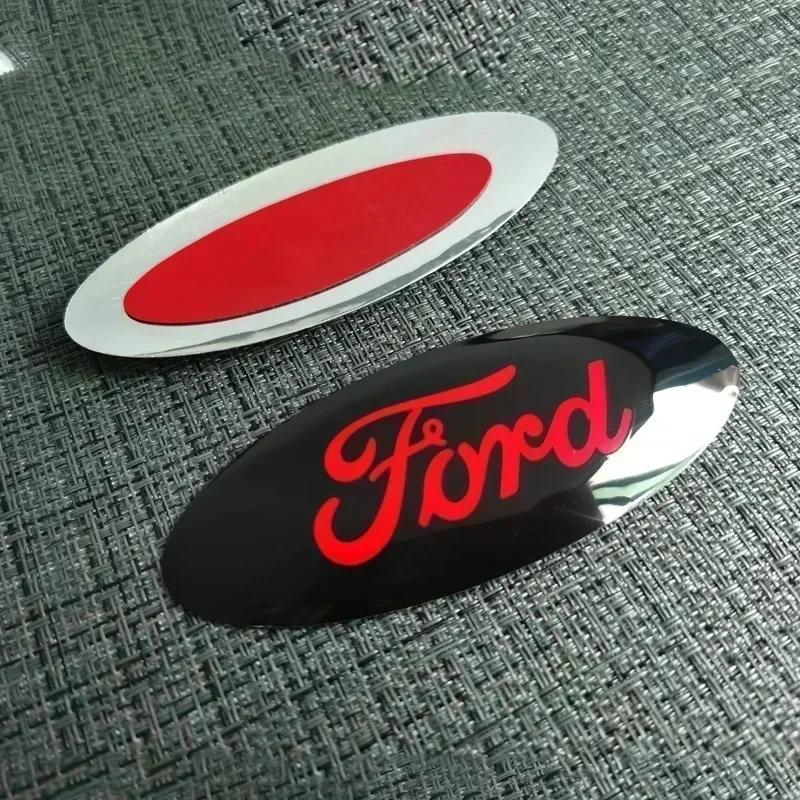 KLYE5 New ABS Car Front Logo Rear Trunk Emblem Sticker For Ford Escape Kuga Fiesta Ranger Mondeo Fusion Edge Focus Mustang Accessories