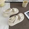 Summer 2025 Footwear Sandals for Women Beach Roman Style Outdoor Beige Platform Ladies Shoes Flat Rubber New Breathable Fashion