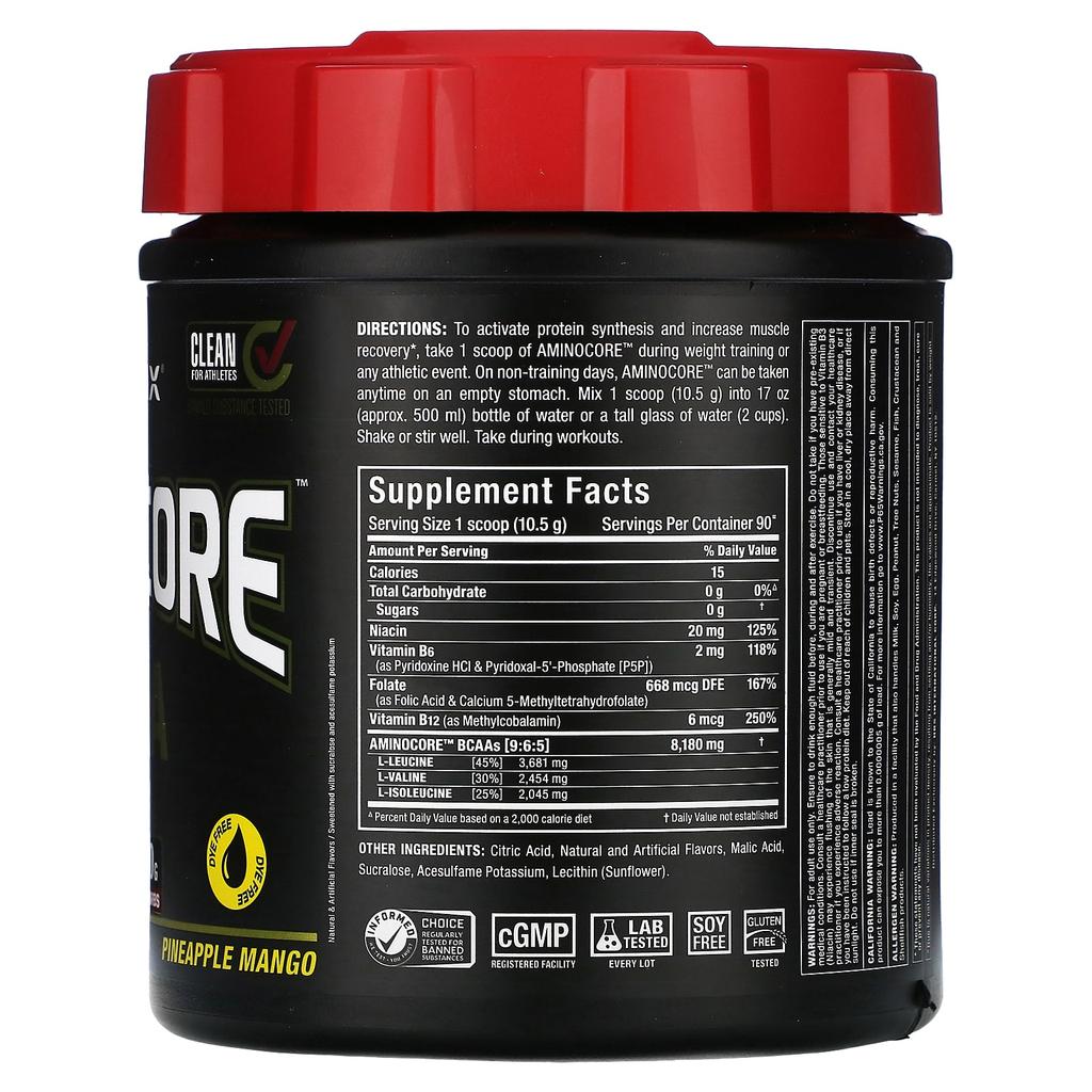 Aminocore, Bcaa, Pineapple Mango, 945G(2.1Lb)