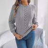 HNXC Autumn and Winter Casual Solid Color Hollowed-out Lantern Sleeve Pullover Sweater Women's Wear
