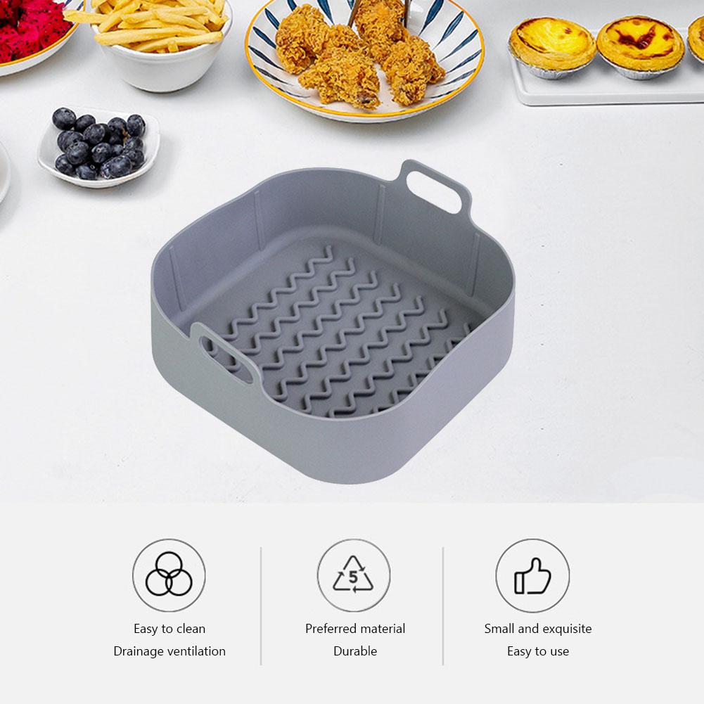 AirFryer Silicone Pot Oven Baking Tray Safe Reusable BBQ Barbecue Pad Plate Fried Pizza Basket Air Fryers Grill Pan Accessories