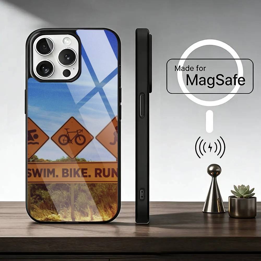 Triathlon Swim Bike Run Tri Life  Phone Case For iPhone17,16,15,14,13,12,11 Plus,Pro Magnetic with Magsafe Wireless Charging