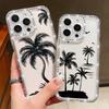 Для iPhone 16 16E 15 Pro Max 14 Pro 13 12 11 Чехол Алмазная Рамка Принт Кокосовой Пальмы Прозрачный Ударопрочный Защита Объектива Мягкий Силиконовый Чехол-Накладка для Телефона