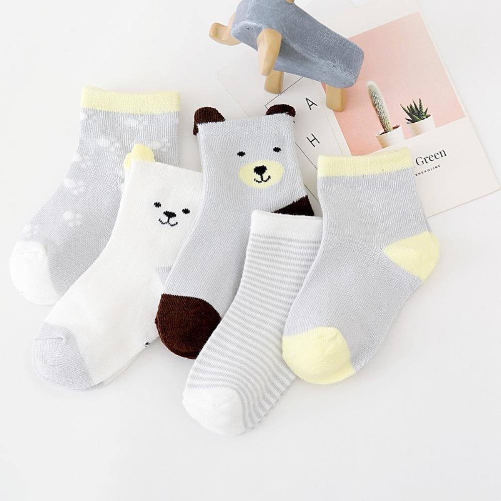5 Pairs/Lot Soft Knit Newborn Children's Socks Cartoon Toddler Sleeping Socks For 0-6 Years