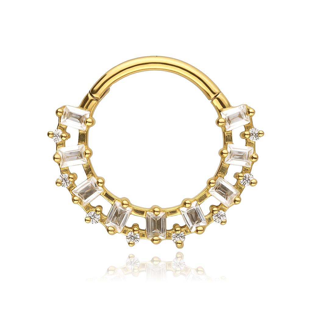 Clicker Earring With White Zircons - Gold - K-080 1.2/10