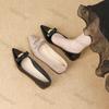 Fashion Women's Leather Shoes Autumn Point Toe Metal Decoration Bow Knot Casual Shoes Lightweight Comfortable Soft Sole Mary Jane Shoes