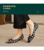 Sheepskin pad retro leopard print bow shallow mouth single shoe Sheepskin pad flat bottom women's shoes