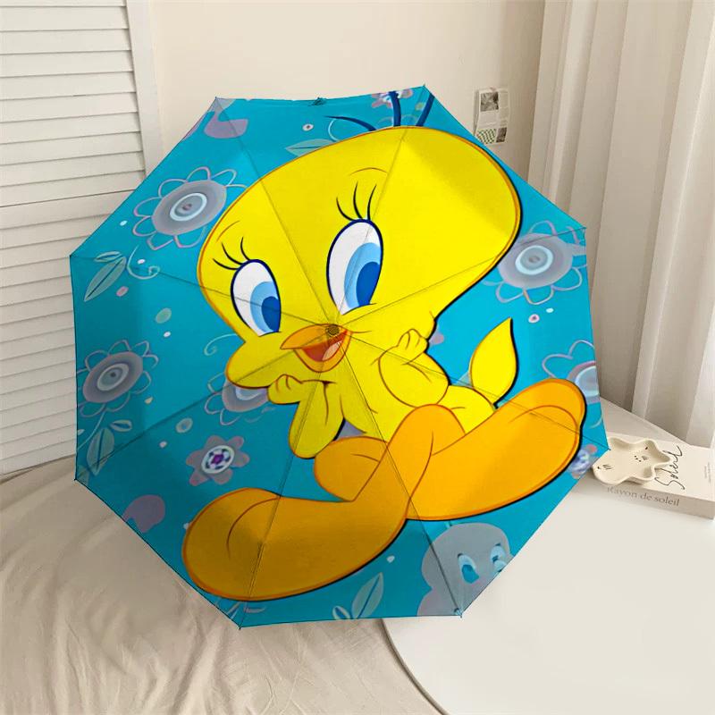 1PC Warner Tweety Bird, Flowers Automatic Open/Close Umbrella with Windproof, 32-Rib Sturdy Canopy, Durable Ribs1249A