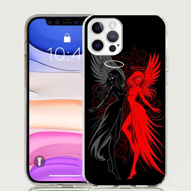 Чехол для телефона с ангельскими крыльями и дьяволом для iPhone 17 Air 16 15 Plus 11 14 Pro Max 13 Mini 12 7 8 + SE Художественный узор Индивидуальная крышка 17