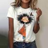 Women's T-Shirt Top Short Pullover Sleeved Fashion Little Girl Print Street Round-Neck Tee Shirt Female Everyday Clothing Summer