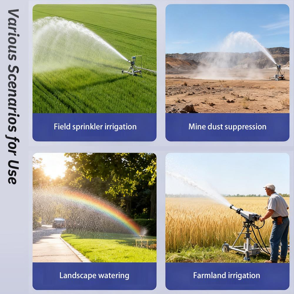 Rotating Agricultural Turbine Sprinkler 0-48° Adjustable Turbine Spray Gun for Large Area Lawn Farm Irrigation Sprinkler