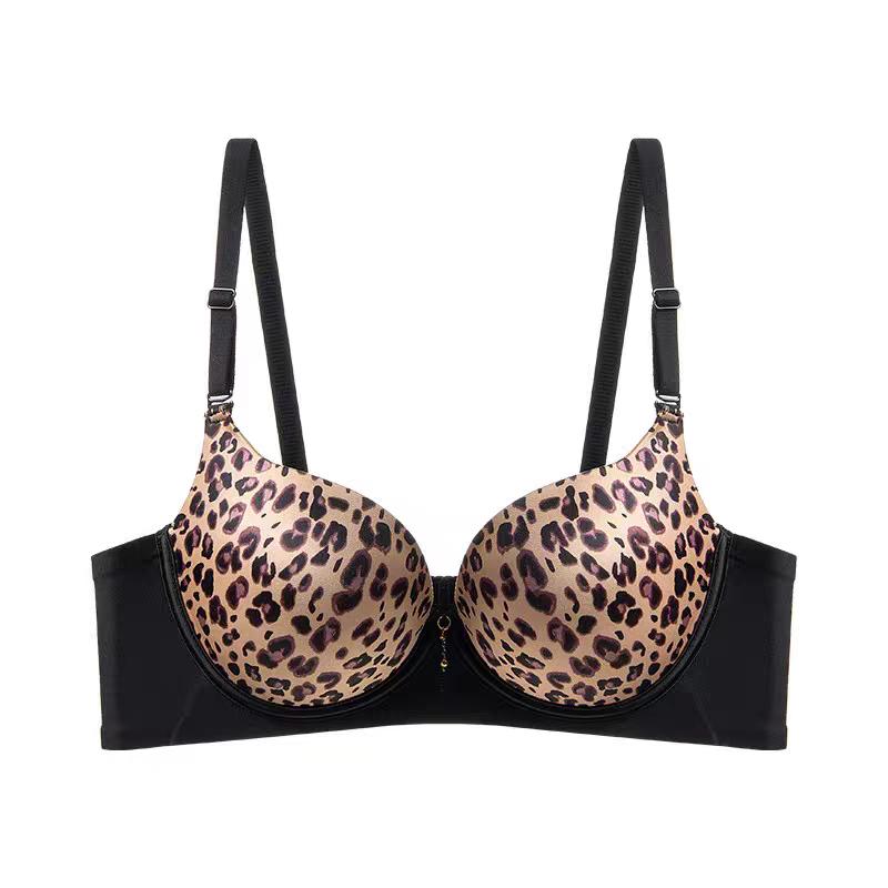 Сексуальный леопардовый бюстгальтер на пуговицах спереди для маленькой груди, бюстгальтер пуш-ап для боковой поддержки груди и предотвращения провисания, бесшовный бюстгальтер с открытой спиной без косточек