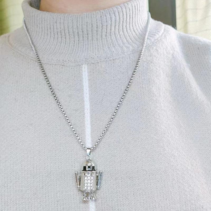 Новый мобильный подвесной робот, мужское уличное ожерелье в стиле хип-хоп, женская цепочка для свитера из нержавеющей стали