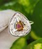 Кольцо из серебра 925 пробы с натуральным турмалином Liddicoatite и фианитами, размер 7,75 США, подарок A85