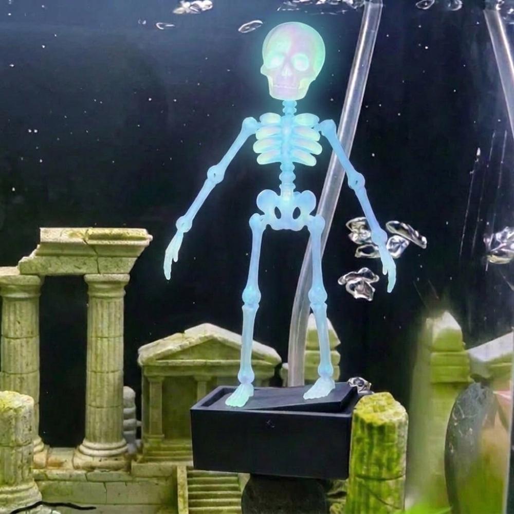 Plastic Dancing Skeleton Aquarium Bubbler 3D Printed Movable Oxygen Skeleton Halloween Decor