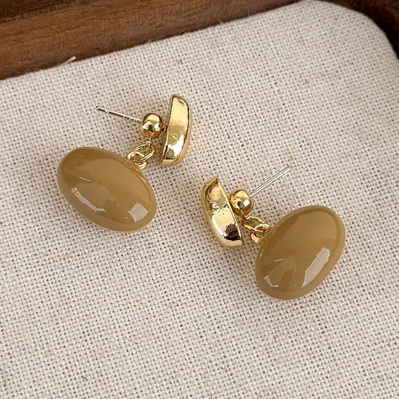 Простые новые коричневые геометрические серьги в стиле ретро с темпераментом, французские серьги, украшения для девочек