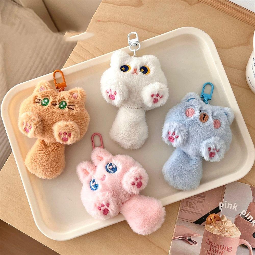 Мягкий милый плюшевый брелок в виде кота, мультяшное животное, кулон с хвостом, кукла-кролик, брелок для ключей от машины