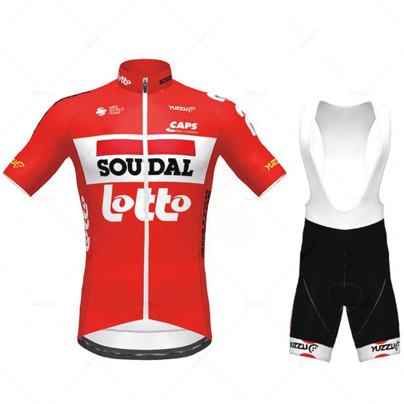Комплект мужской велосипедной майки с коротким рукавом Lotto Soudal, Дышащая велоодежда, Костюм велосипедной команды, Летний дышащий комплект для велоспорта