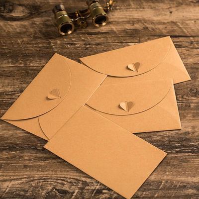 Буклет с любовным письмом в форме сердца из крафт-бумаги: Ретро-конверт для креативных признаний пар и хранения открыток