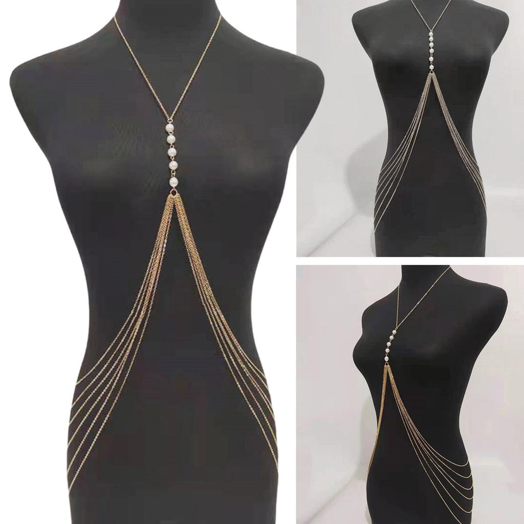 Цепочка на грудь с бахромой из жемчуга для вечеринки для взрослых женщин, цепочка на плечо, привлекающая внимание цепочка на тело, украшения для пляжной вечеринки