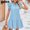 Women's Fashion Summer Spring Solid Color Print Short Sleeve Casual Dresses