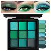 9-Color Eyeshadow Palette Matte & Shimmer Finish In Green Grey Blue Tones with Mirror for Festive Makeup Looks Ideal for Christmas Celebrations