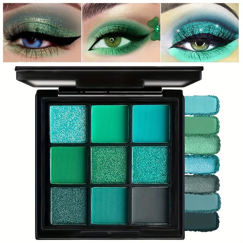 Палитра теней для век из 9 цветов с матовым и мерцающим финишем в зелено-серо-голубых тонах с зеркалом для создания праздничного макияжа, идеально подходящего для рождественских праздников