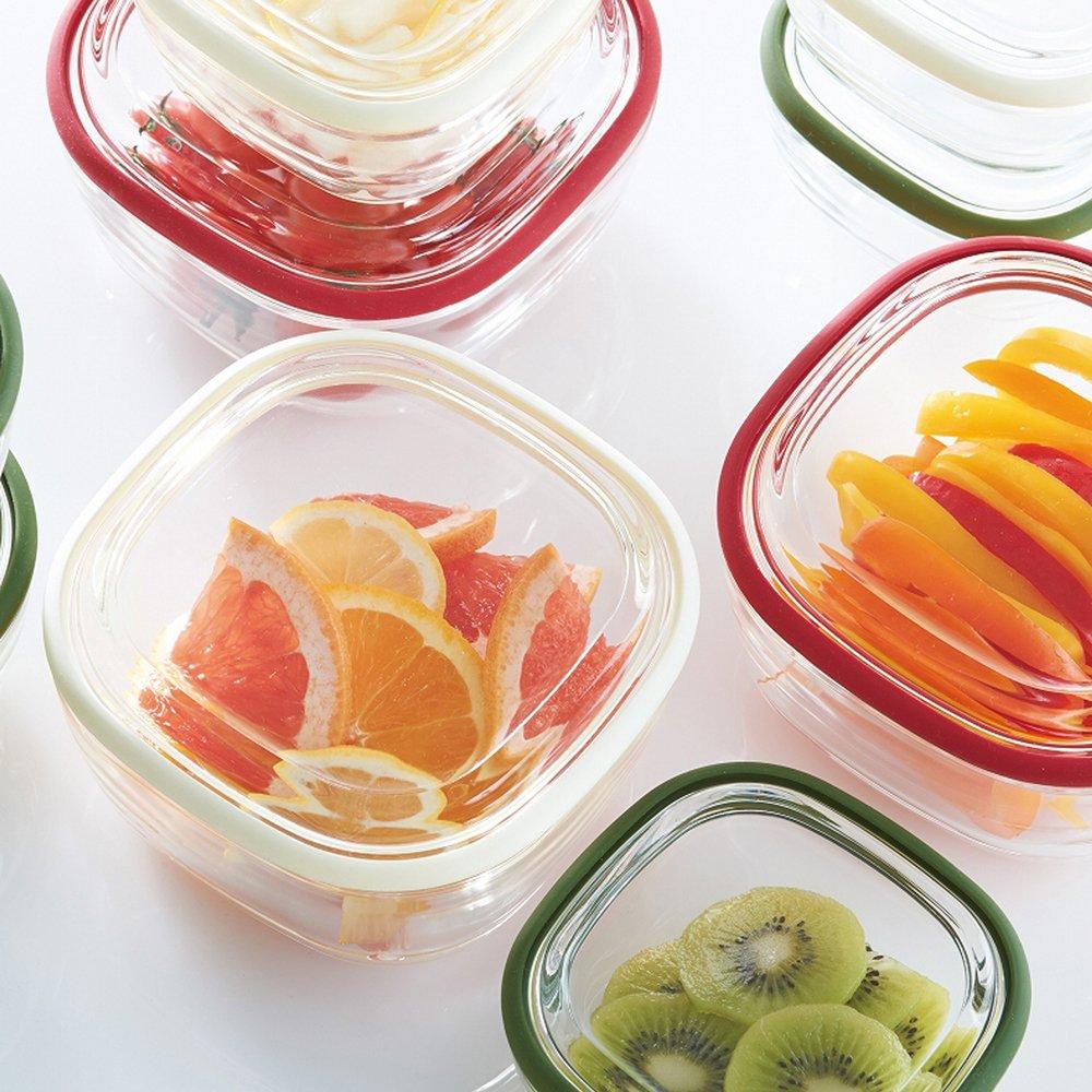 HARIO Square Clear Olive Made in Container, Small, Green, Japan, CWK-S-OG