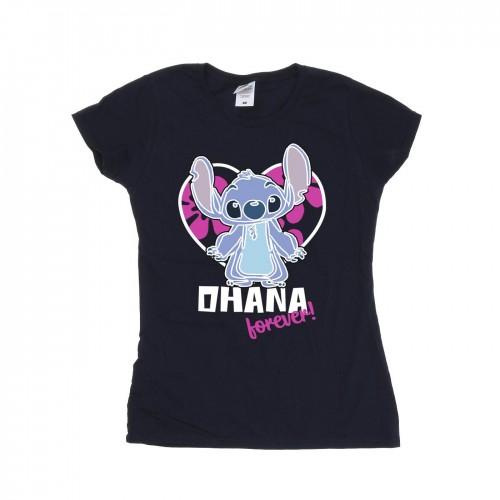 Disney Womens/Ladies Lilo And Stitch Ohana Forever Heart Cotton T-Shirt