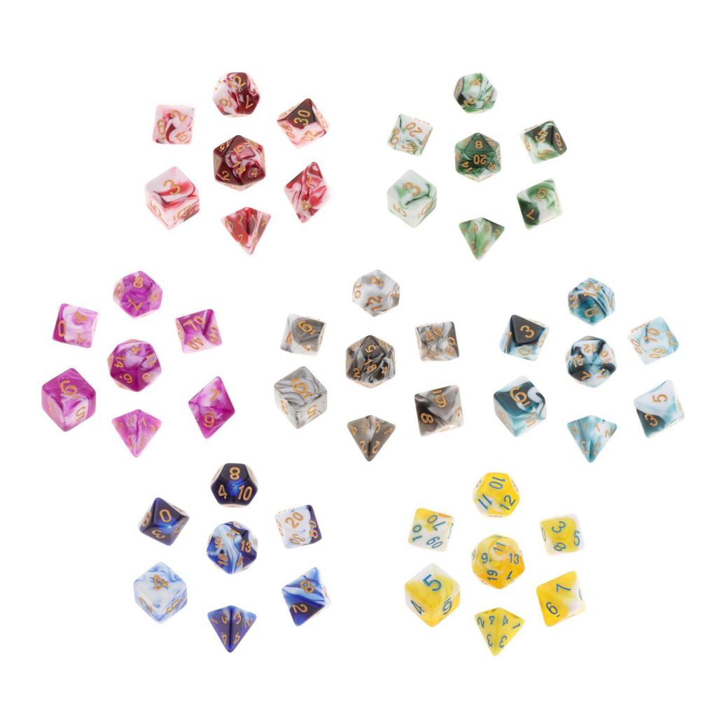 Набор из 7 шт. Акриловые многогранные кубики Double-Colors D8 D10 D10% D12 D20 для настольных игр, семейных игр, RPG