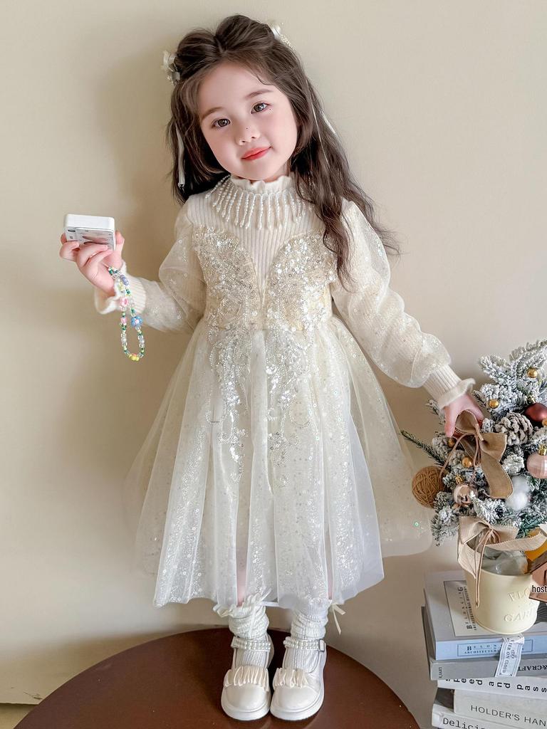 Girls' Stylish Knit Wool Dress for Spring & Autumn 2025