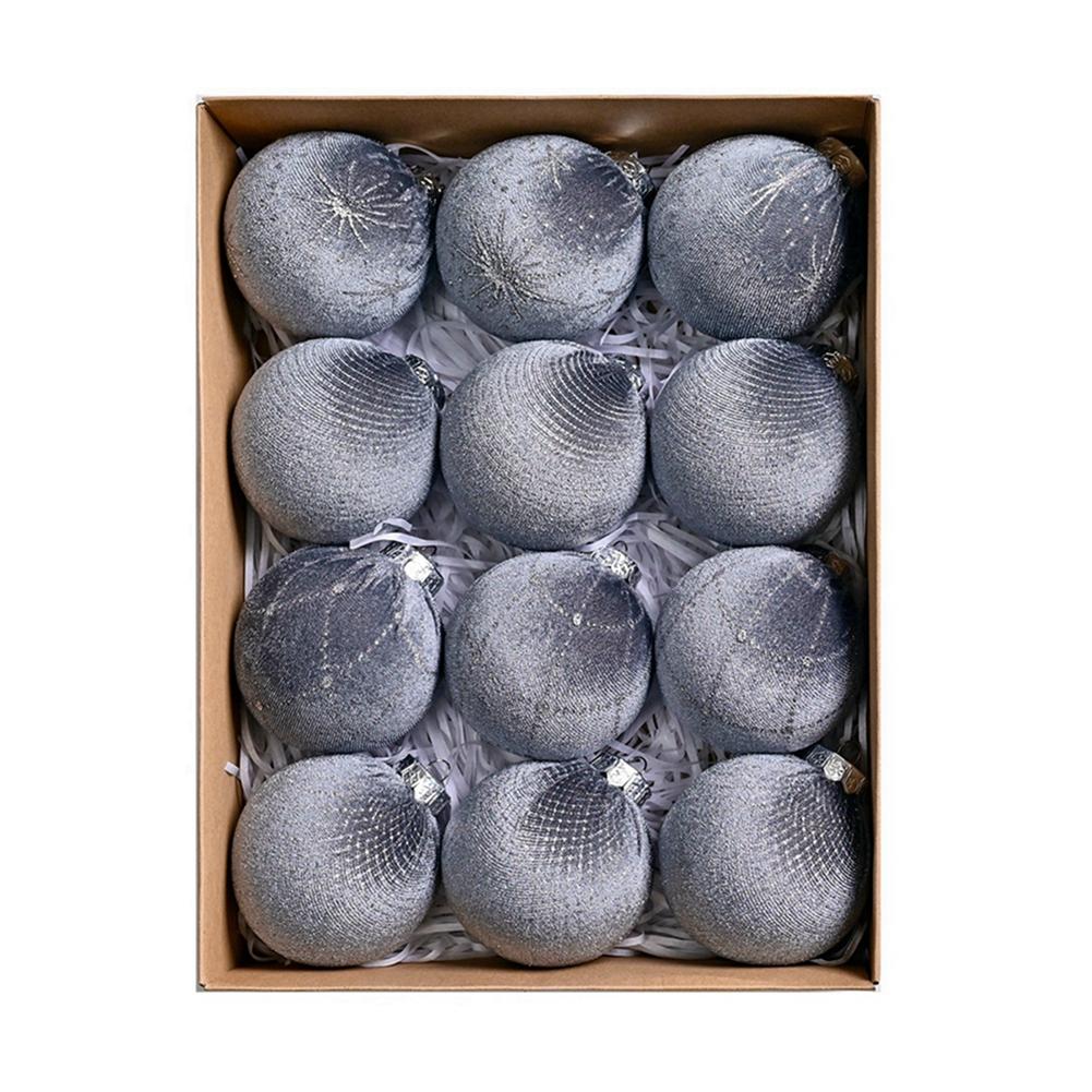 12pcs Velvet Christmas Balls Christamas Tree Pendant
