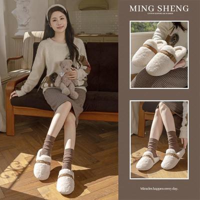 Mingsheng Baotou Унисекс Хлопковые Плюшевые Нескользящие Комнатные Зимние Тапочки