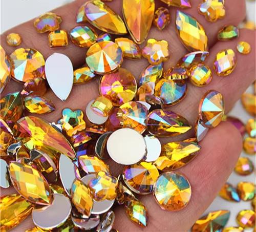 Mixed Bag About 300pcs Crystal Clear AB 3D Nail Art Rhinestones DIY Non Hotfix Flatback Acrylic Stones For Face Decorations