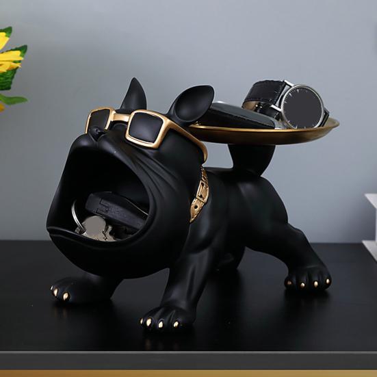 Фигурка собаки с большим ртом, подставка для хранения ключей, мультяшный щенок, статуэтка из смолы, ювелирные изделия, безделушка, контейнер для ключей, коробка, животное, настольное украшение, орнамент