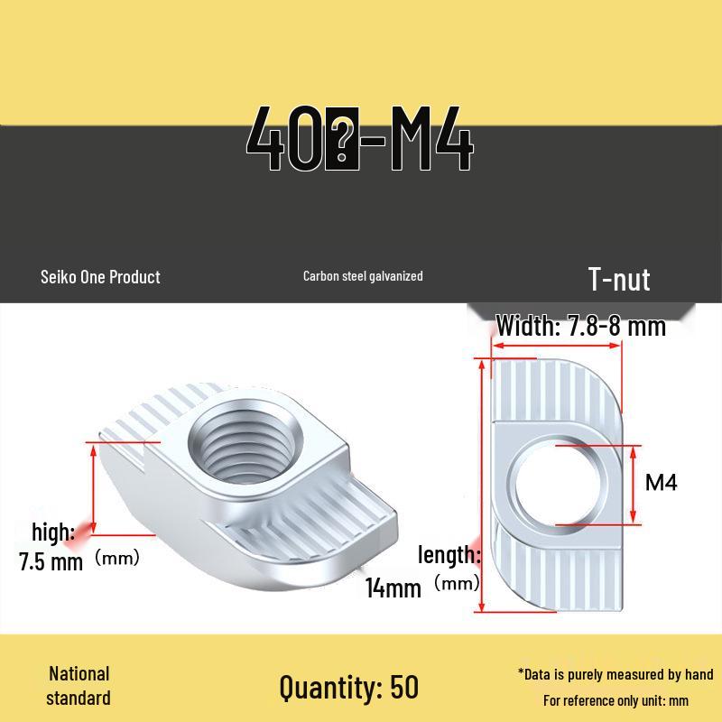 European Standard T-Slot Aluminum Profile Nuts: Wing Nuts M3-M8, Types 20/30/40/45.