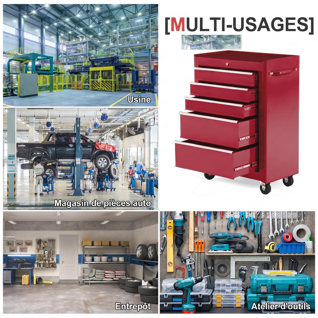 Tool Trolley On Wheels Workshop Cabinet Steel 5 Lockable Drawers 2 Keys 61.5 X 33 X 82.5 Cm Red
