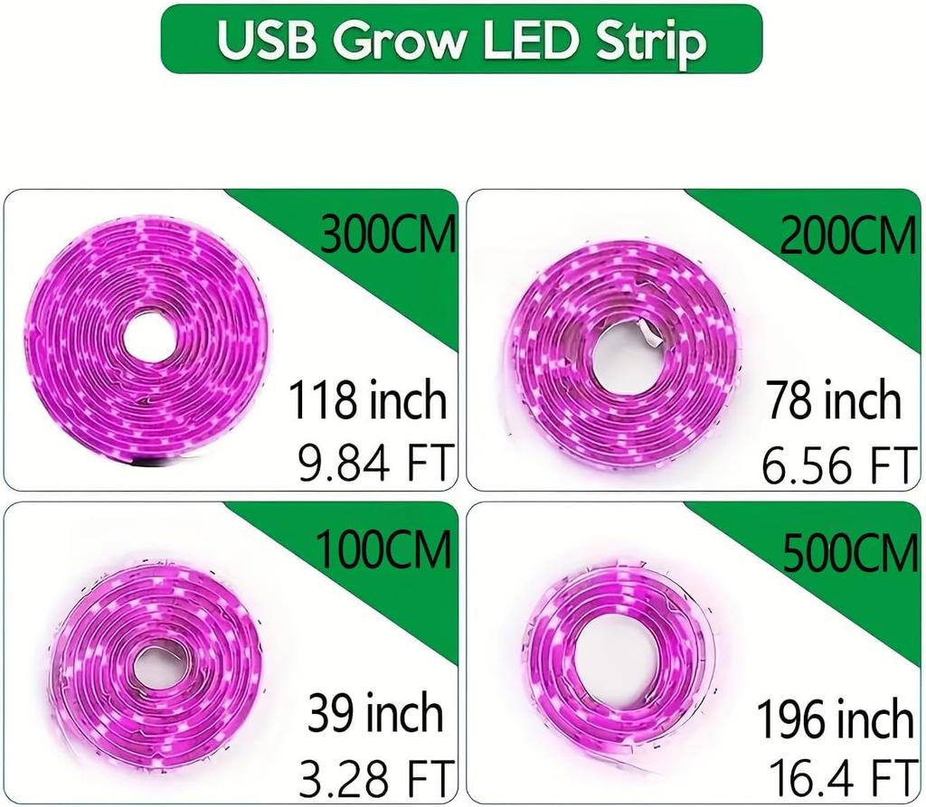 5V Plant Light Grow LED Strip 5V USB LED 1-5m Full Spectrum  LED Chip For Greenhouse Flower Seedling Grow Tent Hydropon