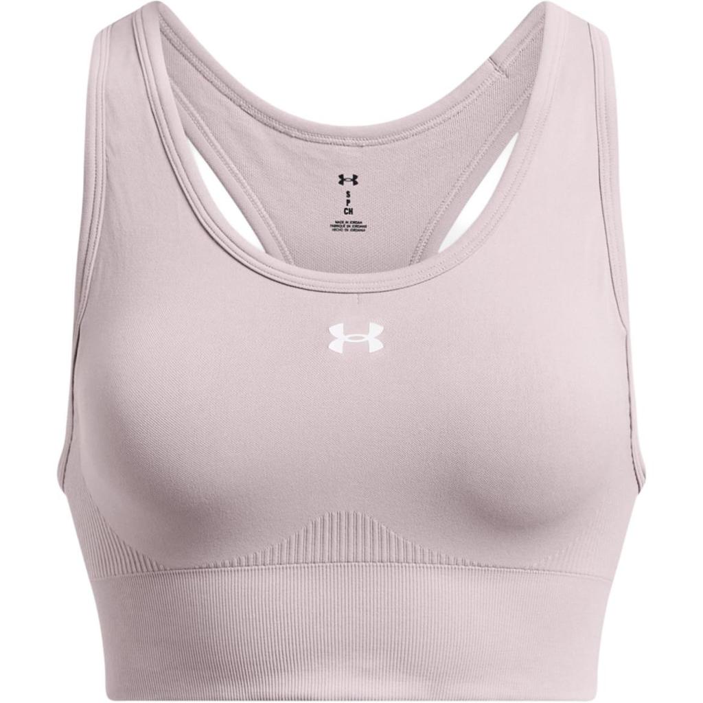 Under Armour Rival Mid Fashion Soft Skin-Fit Pullover Sports Bra Женское нижнее белье Серый Фиолетовый 1384419-015