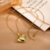 Gold-Tone Women's Copper Heart Locket Necklace with Stainless Steel Chain