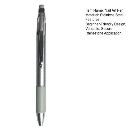 Набор ручек для дизайна ногтей с 4 сменными головками для бусин, цветочный узор в горошек, стразы, тонкий аппликатор для нанесения клея, для самостоятельного использования в салоне