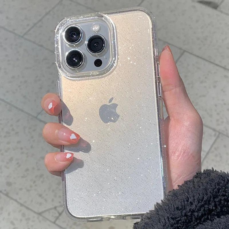 Роскошный блестящий прозрачный чехол для телефона со стразами для iPhone 17 Air 16 15 14 Plus 11 Pro Max Ударопрочный мягкий прозрачный чехол Funda