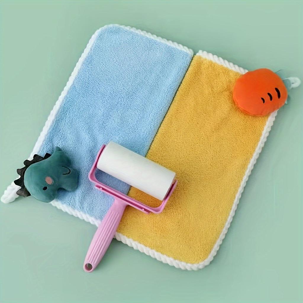 Hand Towel 4pcs Hanging Towel Cartoon Pure Coral Fleece Cloth Double-Sided Water Absorption Hanging Kitchen Towel