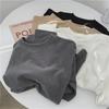 Women's Slim Fit Brushed Velvet Long-Sleeve T-Shirt - Warm White Autumn/Winter Top